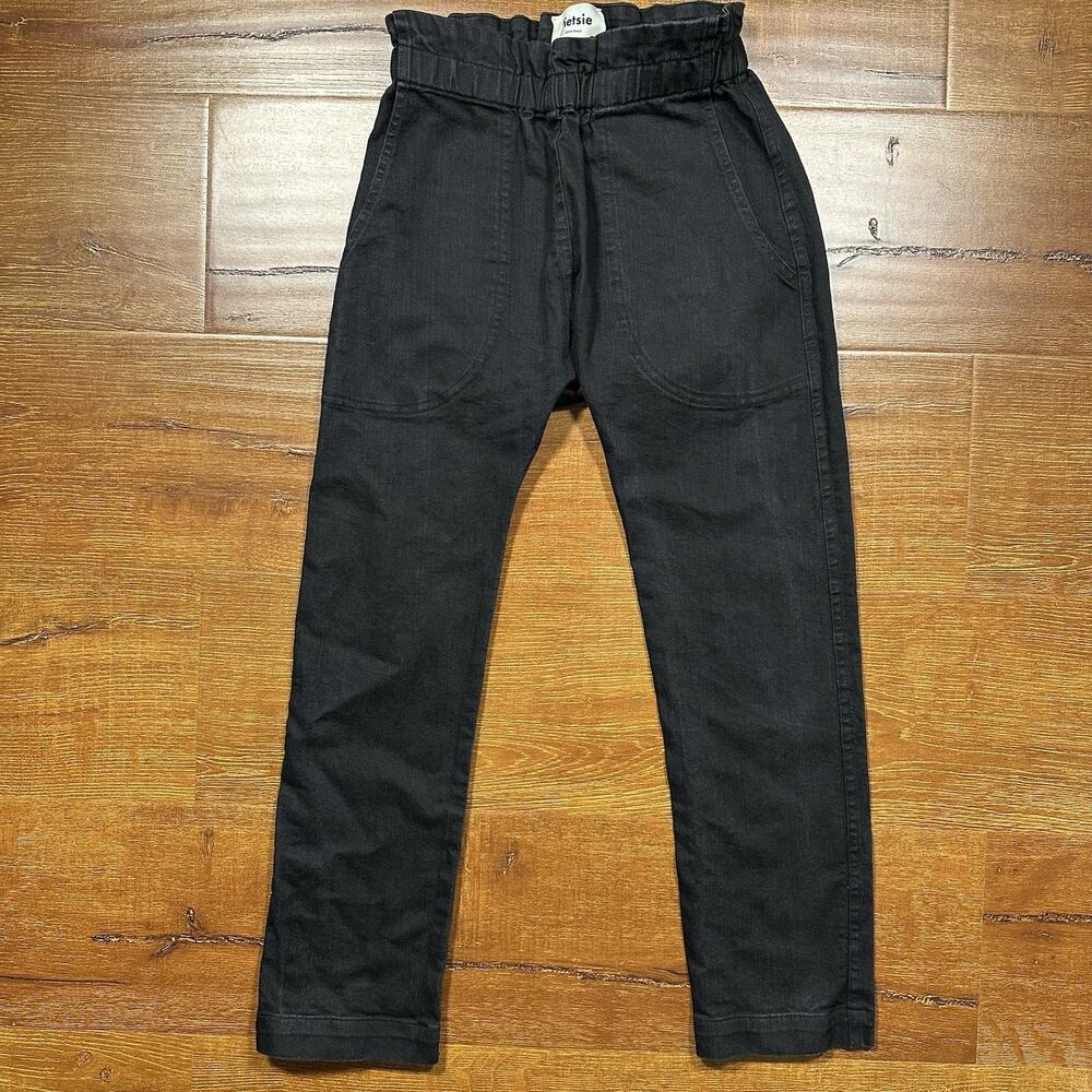 Pietsie Paperbag Pants Womens XS Black Pull On Elastic Waistband City Chic Retro
